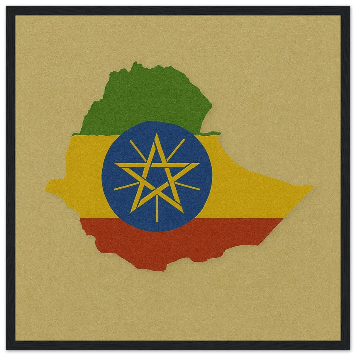 Cadre drapeau éthiopie affiche encadrée bois décoratif