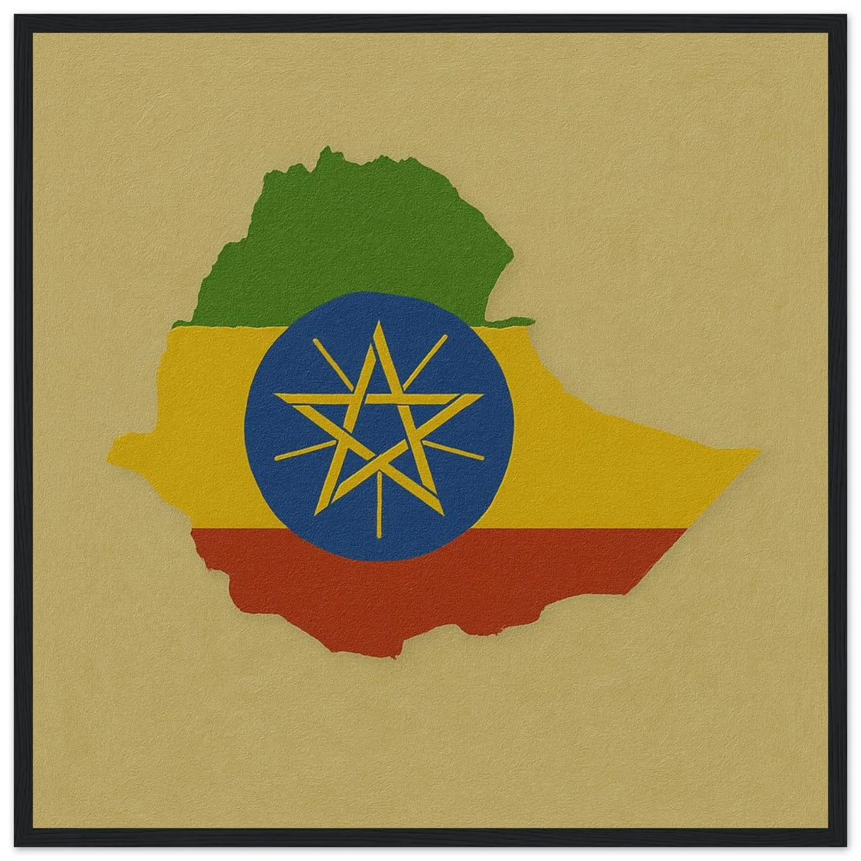 Cadre drapeau éthiopie affiche encadrée bois décoratif