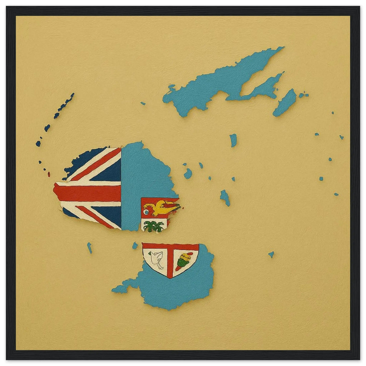 Cadre drapeau fidji en bois finition élégante