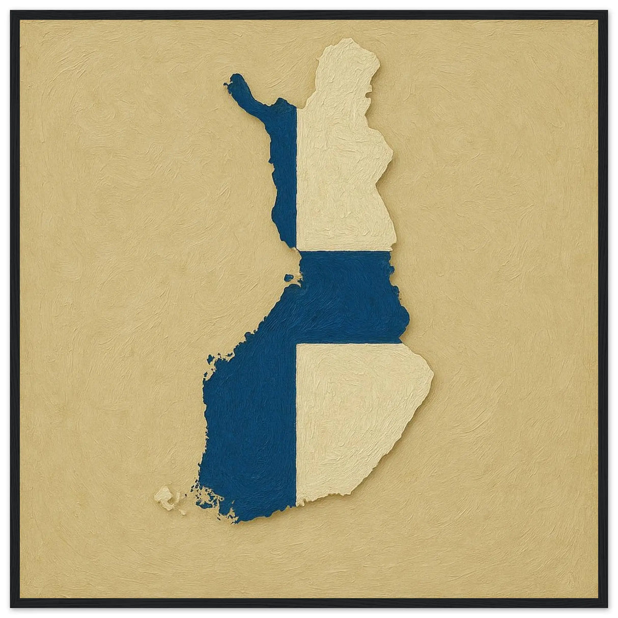 Cadre drapeau finlande bois naturel affiche encadrée décorative