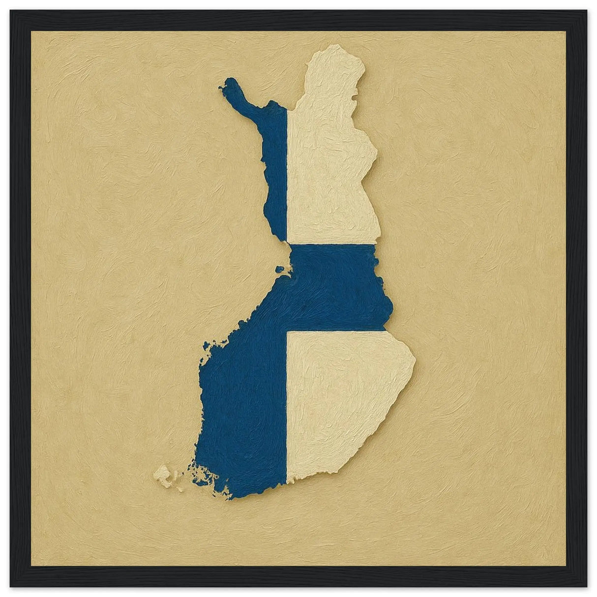 Cadre drapeau finlande bois naturel affiche encadrée décorative