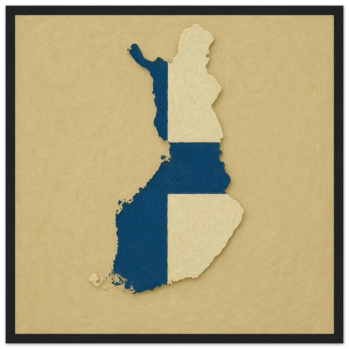 Cadre drapeau finlande bois naturel affiche encadrée décorative