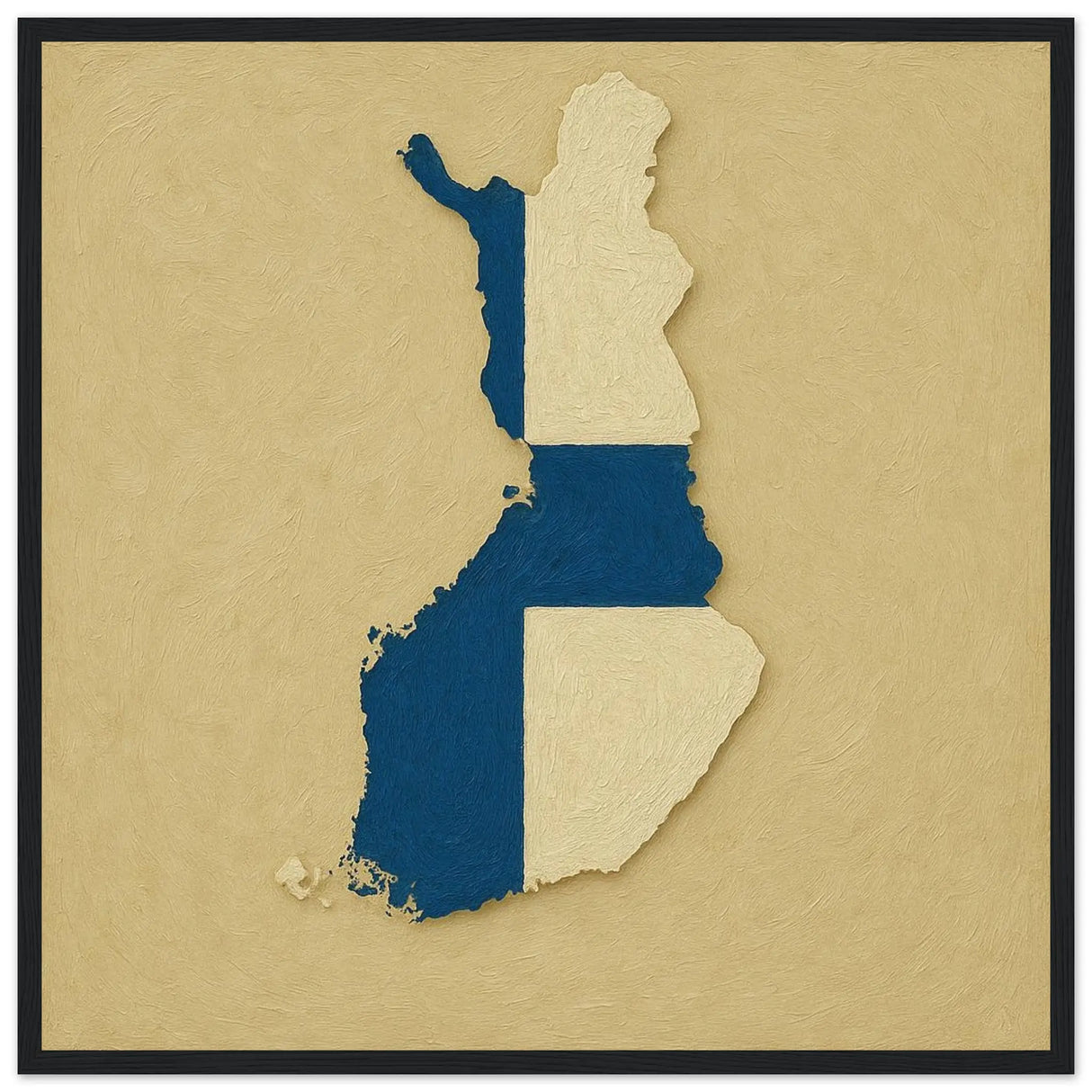 Cadre drapeau finlande bois naturel affiche encadrée décorative