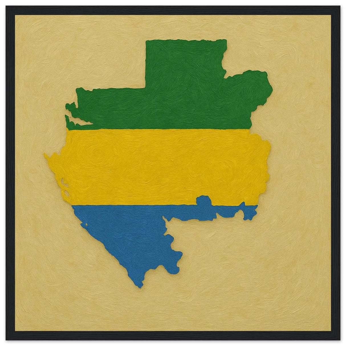 Cadre drapeau gabon bois affiche encadrée décoratif