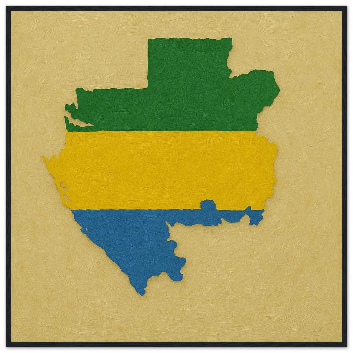 Cadre drapeau gabon bois affiche encadrée décoratif