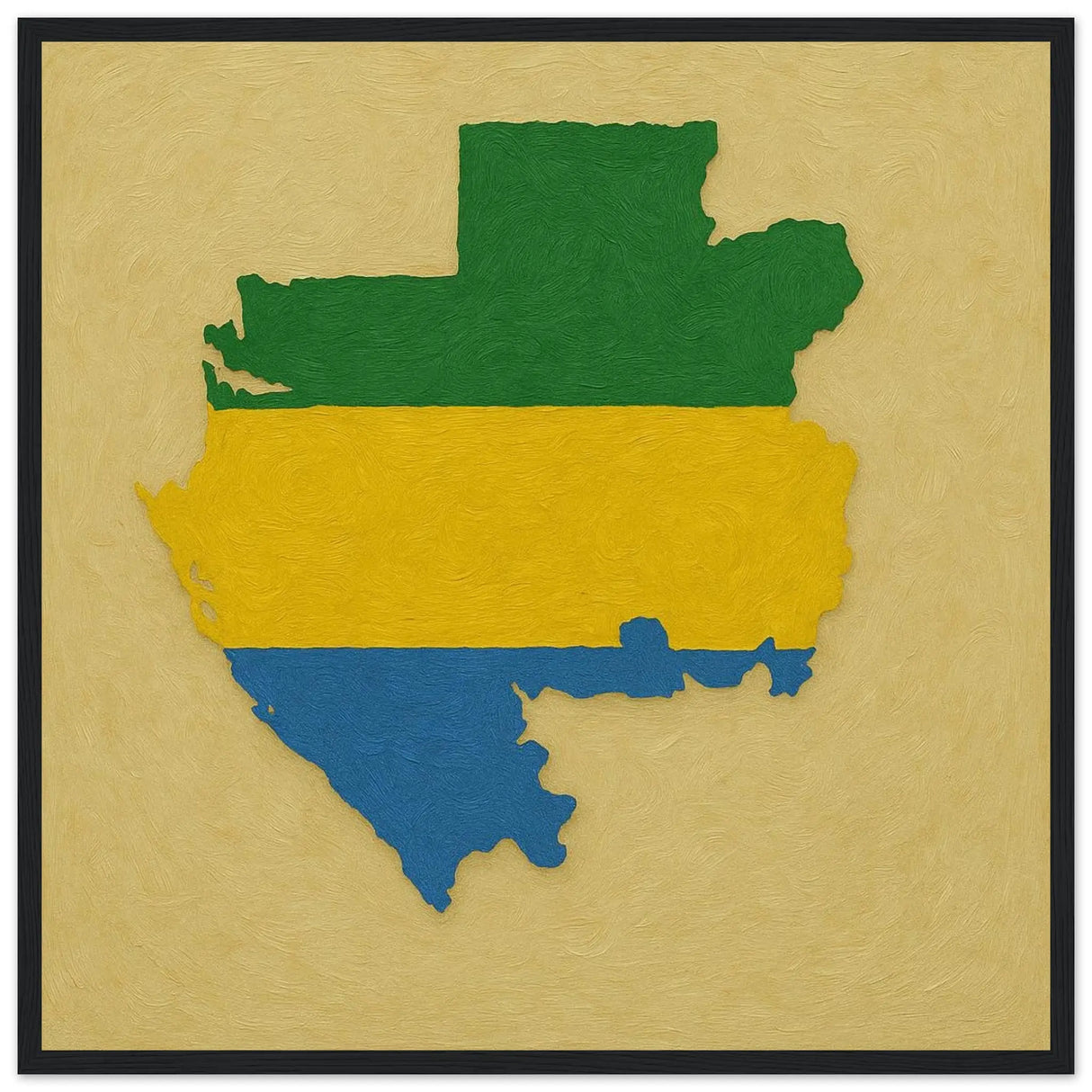 Cadre drapeau gabon bois affiche encadrée décoratif