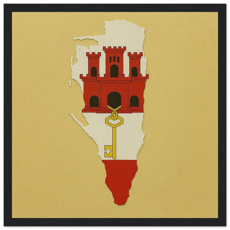 Cadre drapeau gibraltar affiche encadrée bois décoratif