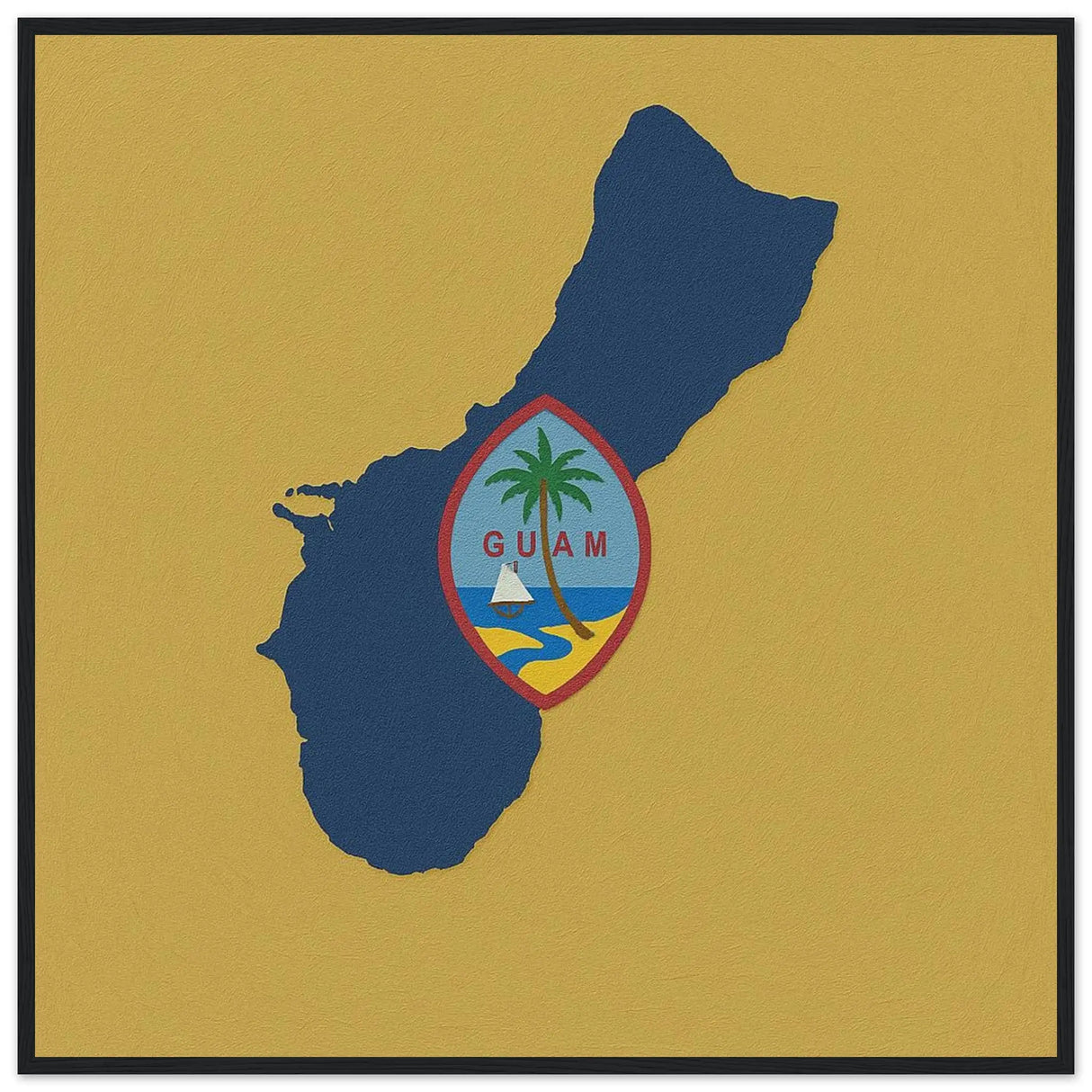 Cadre drapeau guam en bois finition élégante encadrée