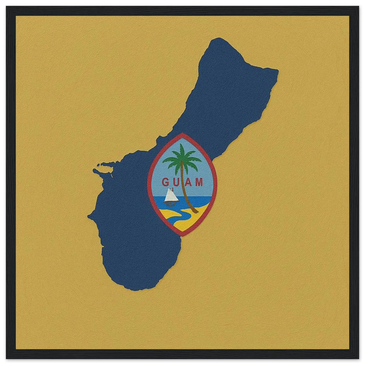 Cadre drapeau guam en bois finition élégante encadrée