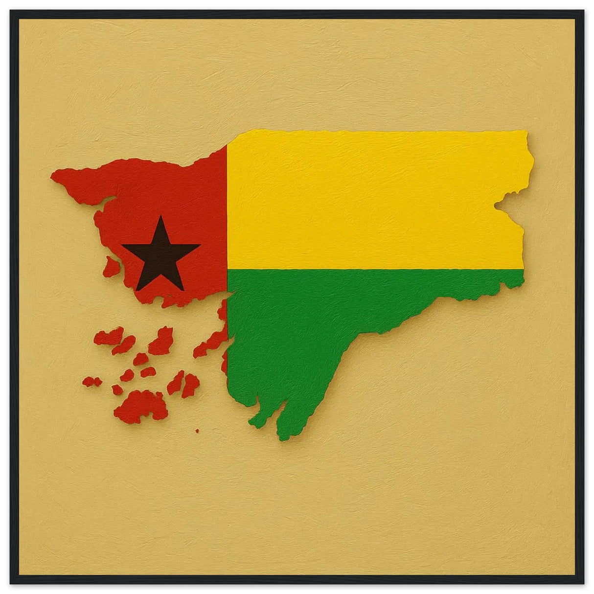 Cadre drapeau guinée-bissau en bois finition décorative