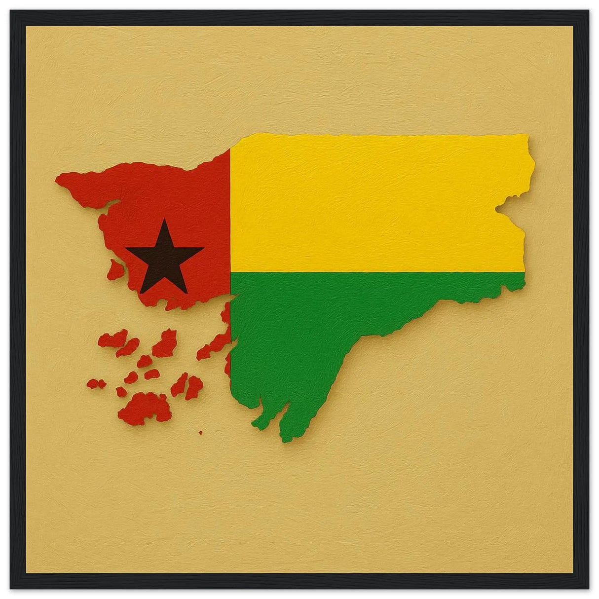 Cadre drapeau guinée-bissau en bois finition décorative