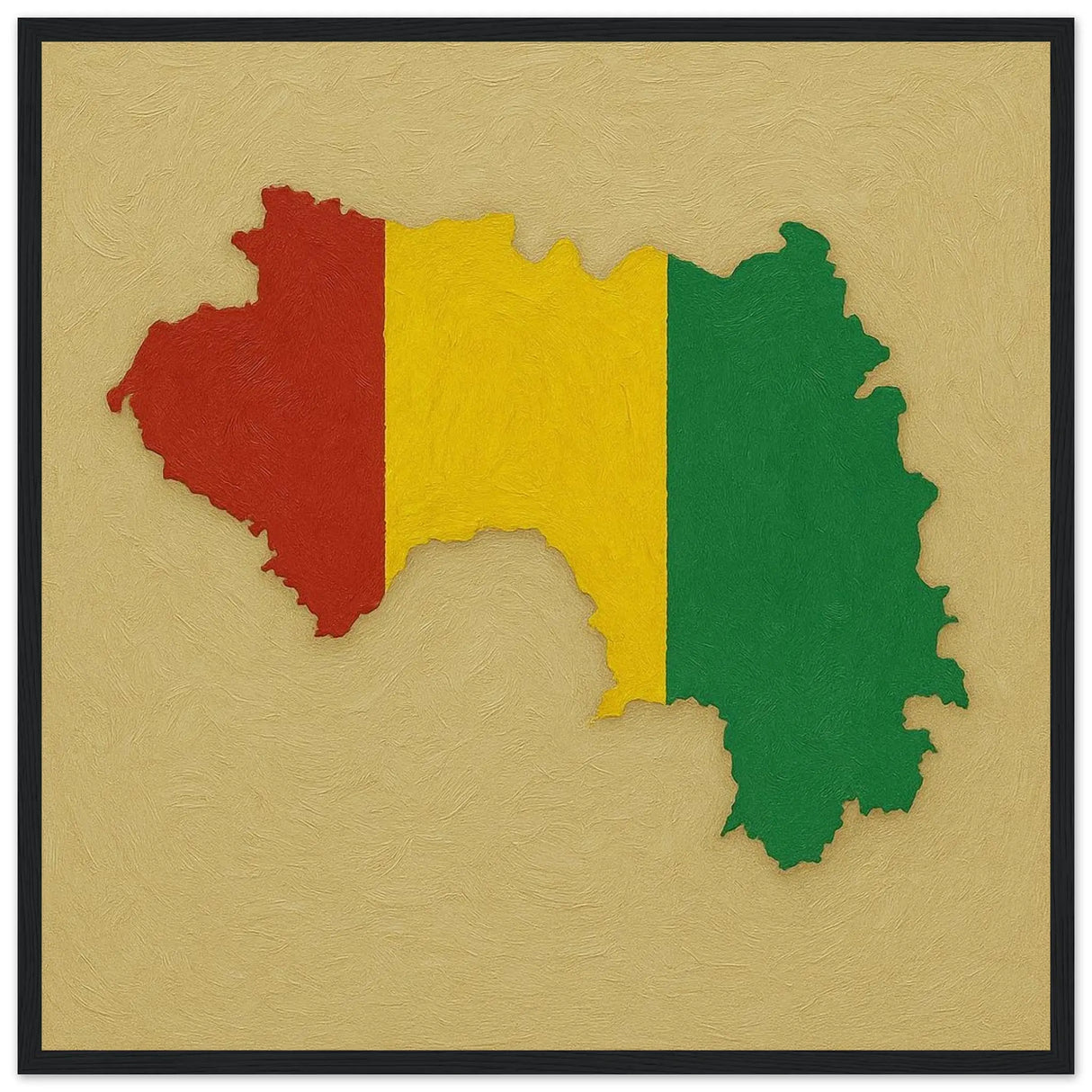 Cadre drapeau guinée bois finition élégante affiche encadrée
