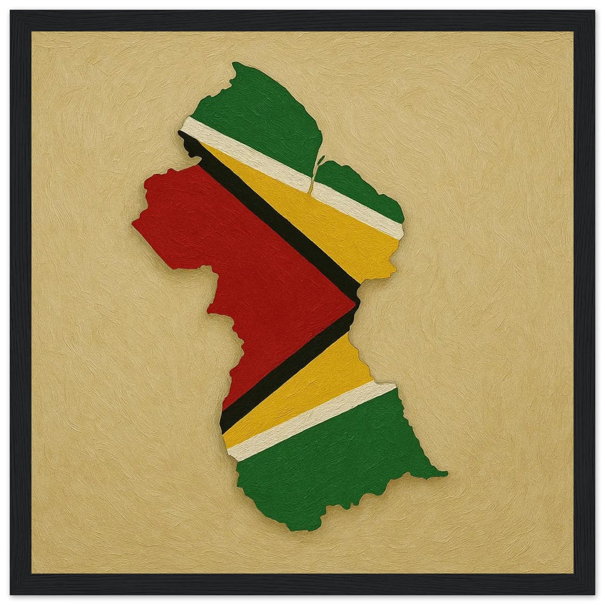 Cadre drapeau guyana affiche encadrée bois finition élégante