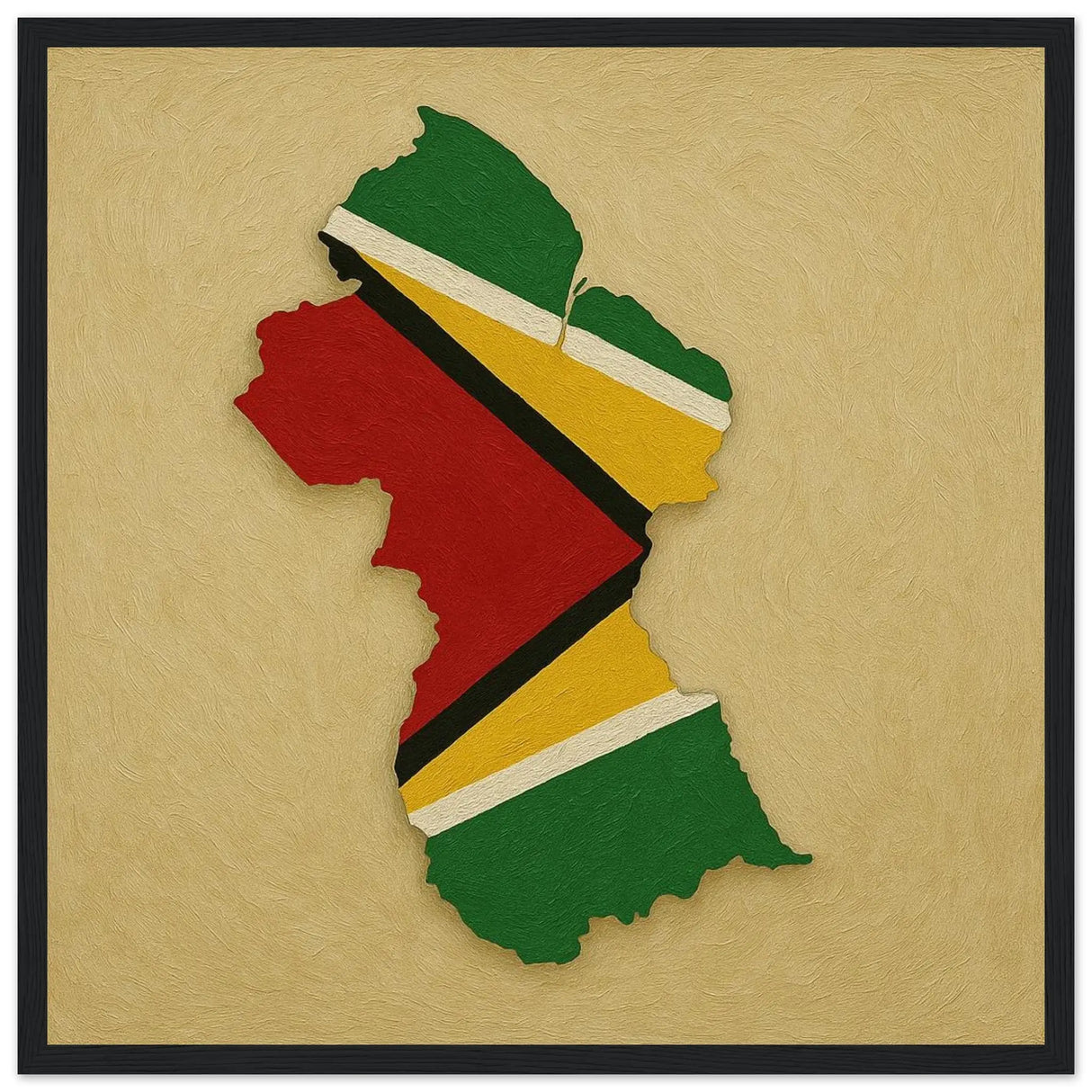 Cadre drapeau guyana affiche encadrée bois finition élégante