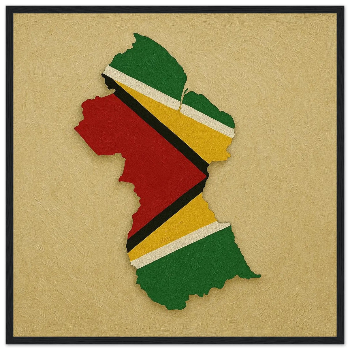 Cadre drapeau guyana affiche encadrée bois finition élégante