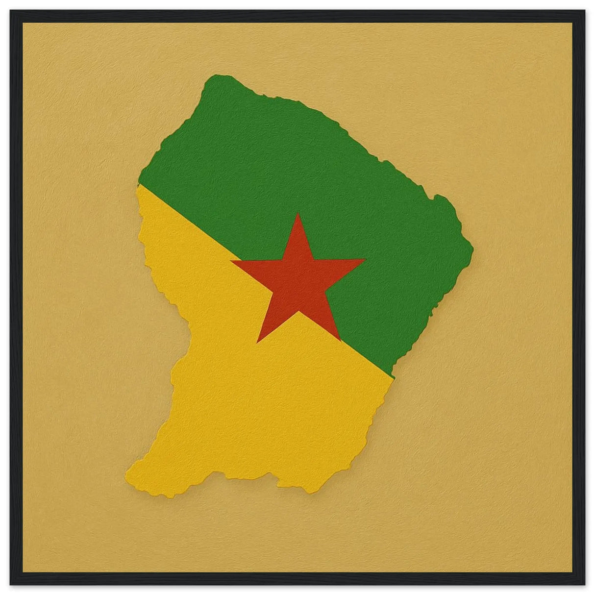 Cadre drapeau guyane affiche encadrée bois décoratif