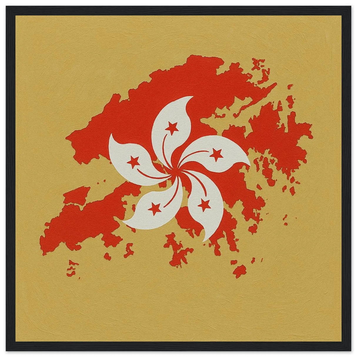 Cadre drapeau hong kong bois affiche encadrée décorative