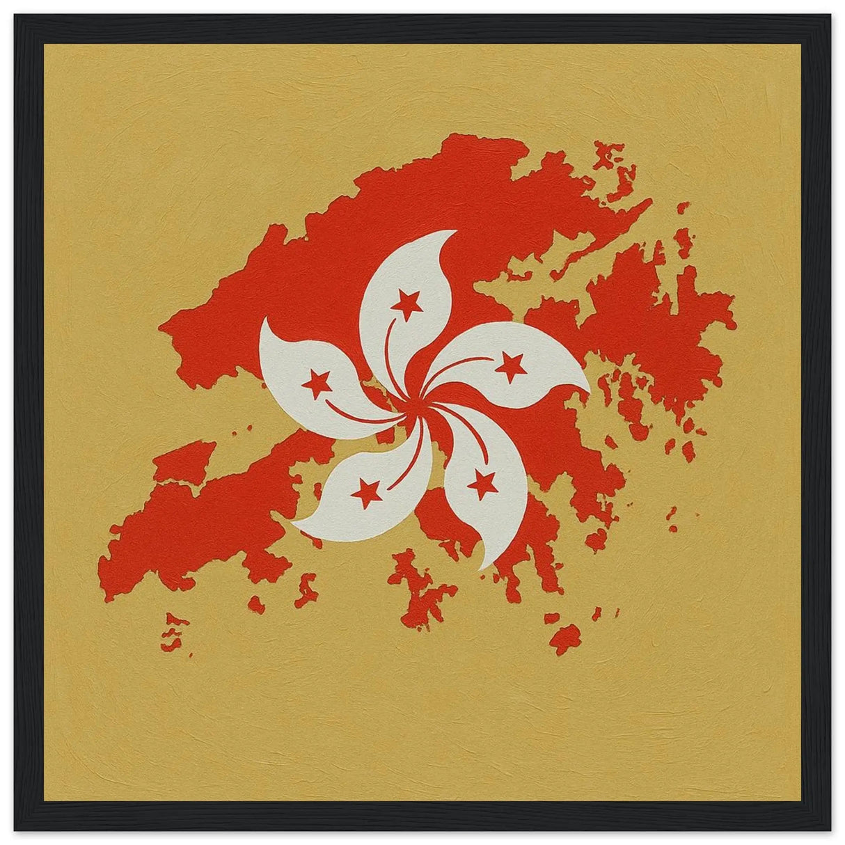 Cadre drapeau hong kong bois affiche encadrée décorative