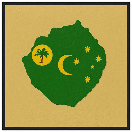 Cadre drapeau îles cocos bois finition décorative