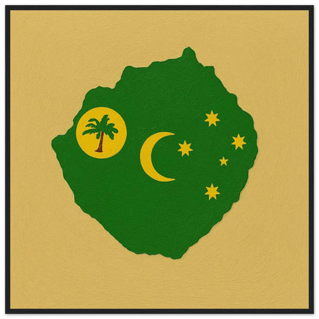 Cadre drapeau îles cocos bois finition décorative