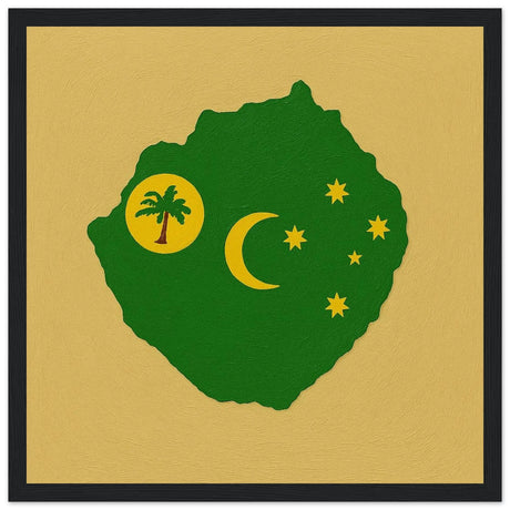 Cadre drapeau îles cocos bois finition décorative