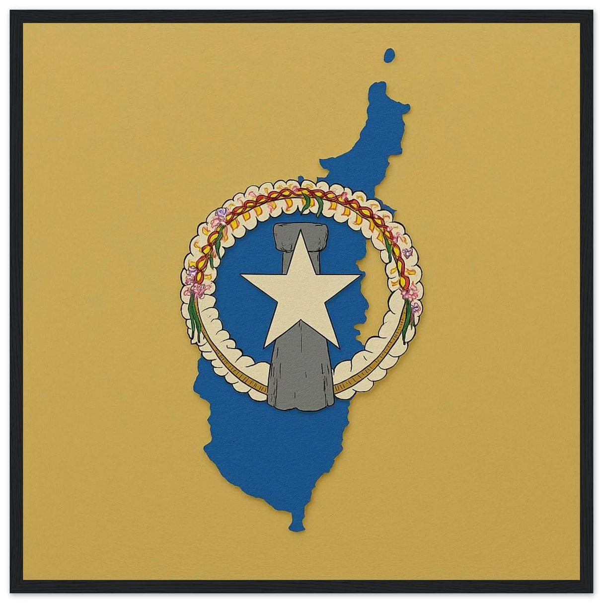 Cadre drapeau îles mariannes du nord bois décoratif