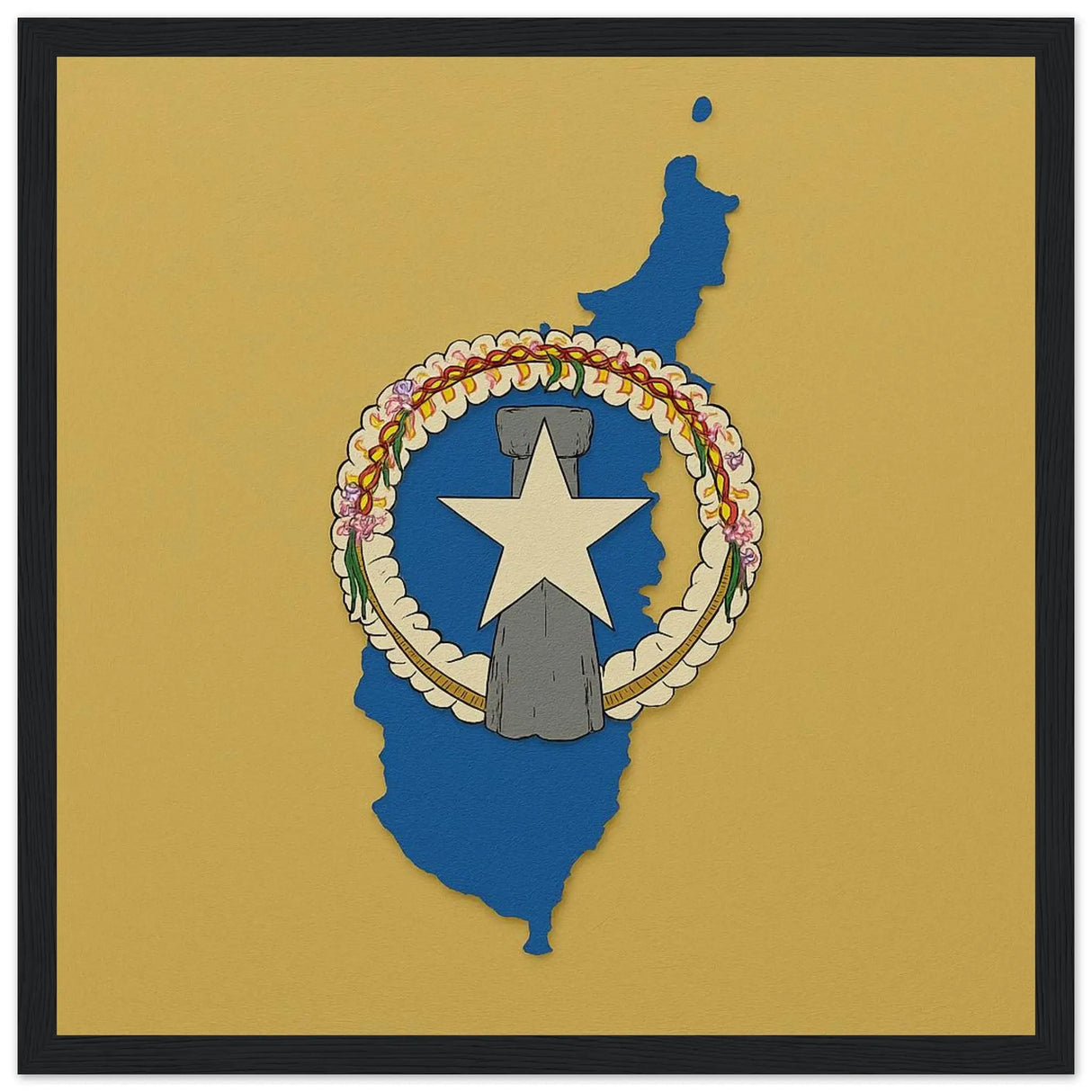 Cadre drapeau îles mariannes du nord bois décoratif