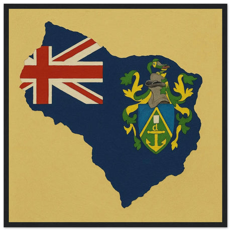 Cadre drapeau îles pitcairn bois finition décorative