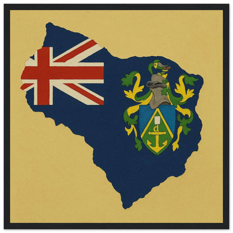 Cadre drapeau îles pitcairn bois finition décorative