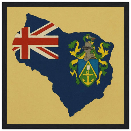 Cadre drapeau îles pitcairn bois finition décorative