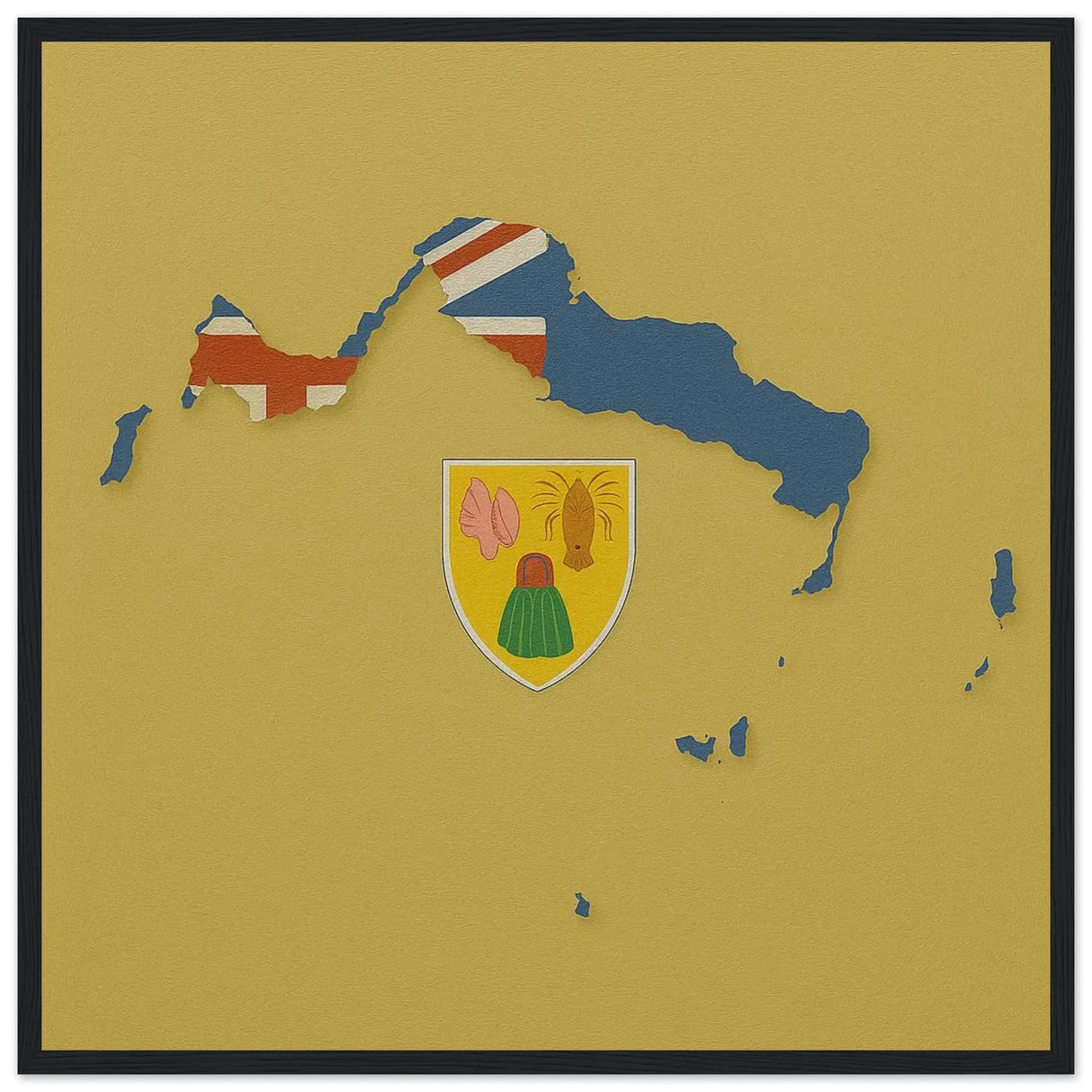 Cadre drapeau îles turques-et-caïques bois décoratif