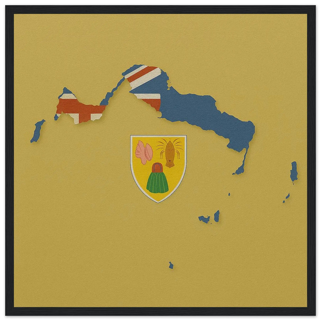 Cadre drapeau îles turques-et-caïques bois décoratif