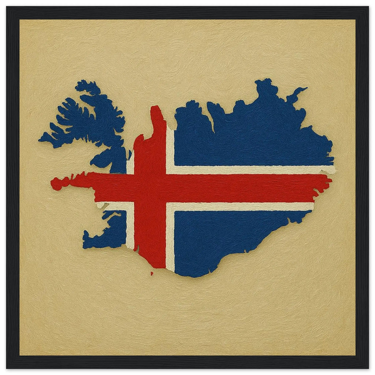 Cadre drapeau islande en bois finition décorative