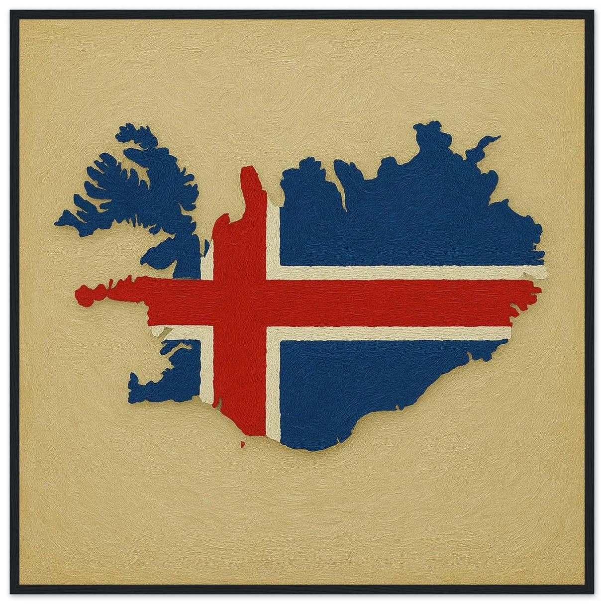 Cadre drapeau islande en bois finition décorative