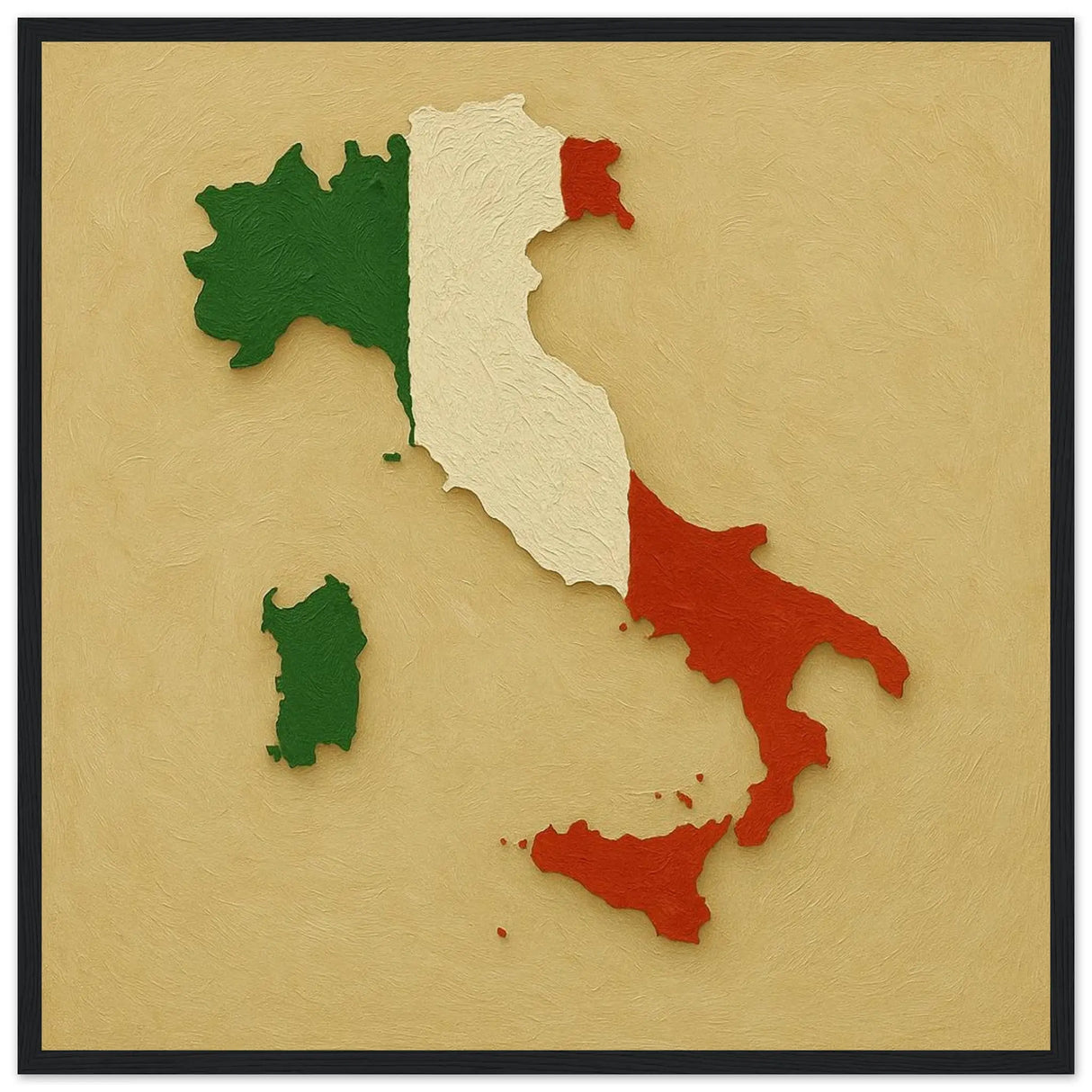 Cadre drapeau italie affiche encadrée bois décoratif