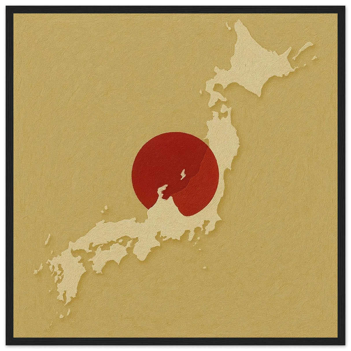 Cadre drapeau japon en bois affiche encadrée décoratif