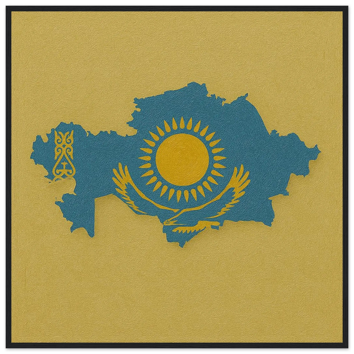 Cadre drapeau kazakhstan bois affiche encadrée décorative