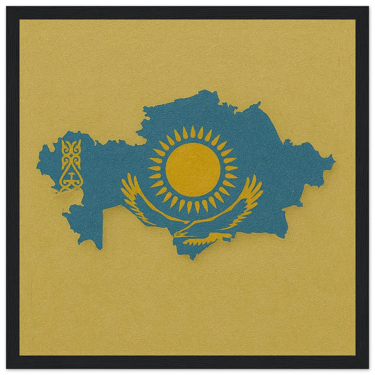 Cadre drapeau kazakhstan bois affiche encadrée décorative