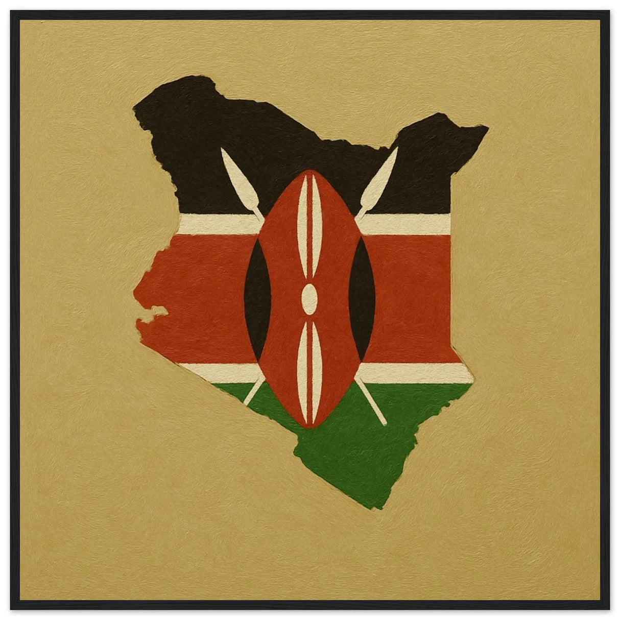 Cadre drapeau kenya affiche encadrée bois décoratif