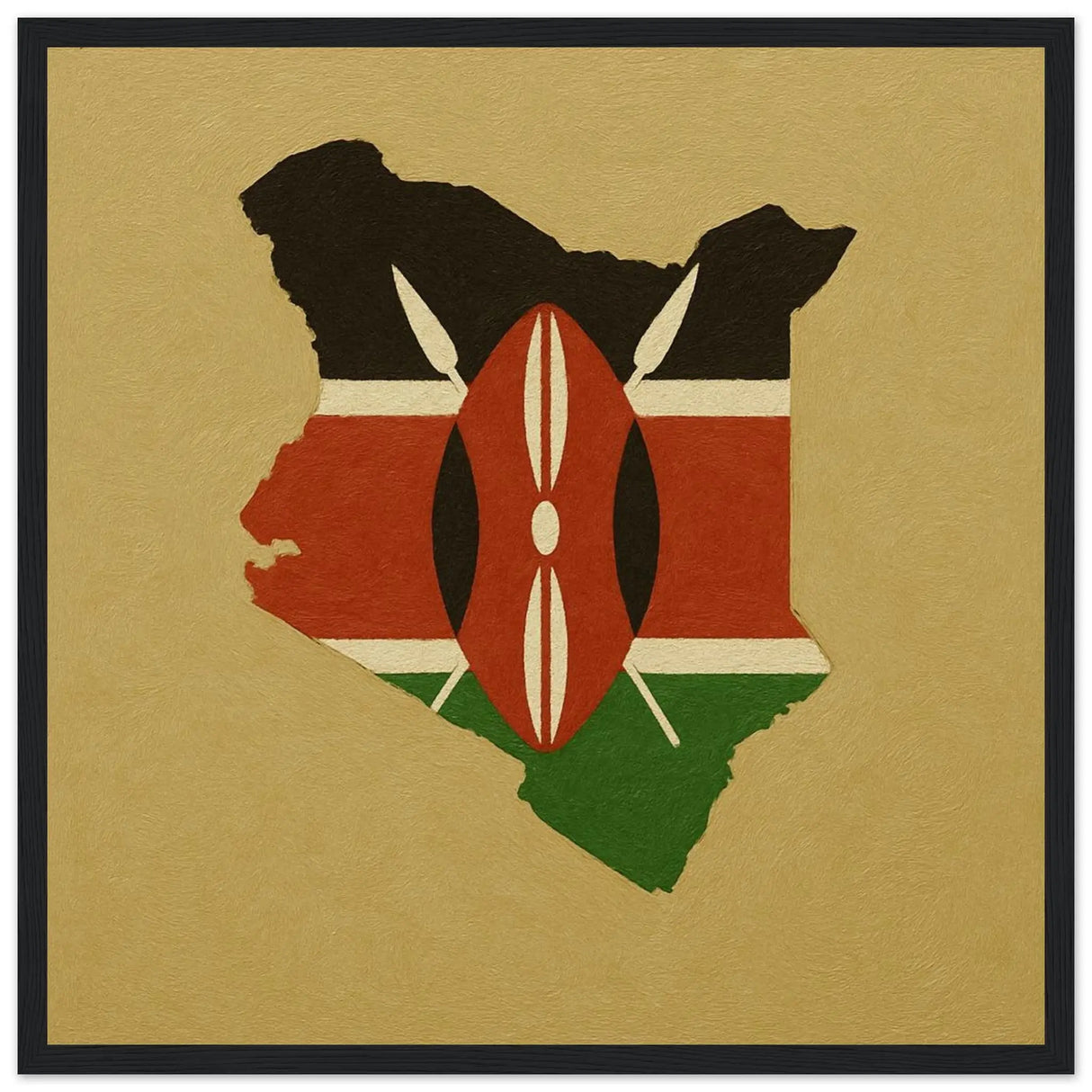 Cadre drapeau kenya affiche encadrée bois décoratif