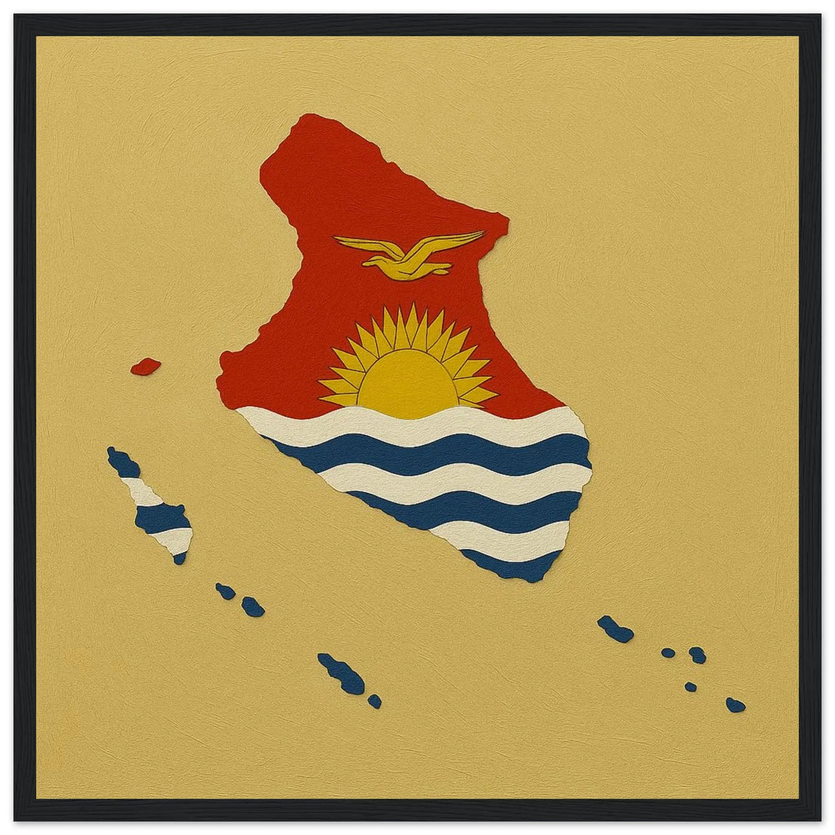 Cadre drapeau kiribati en bois finition décorative