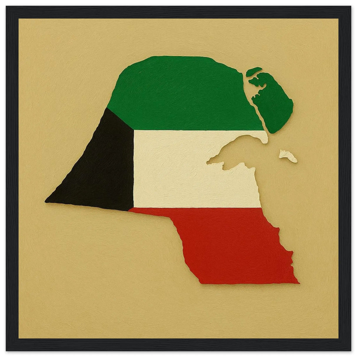 Cadre drapeau koweït en bois affiche encadrée décorative