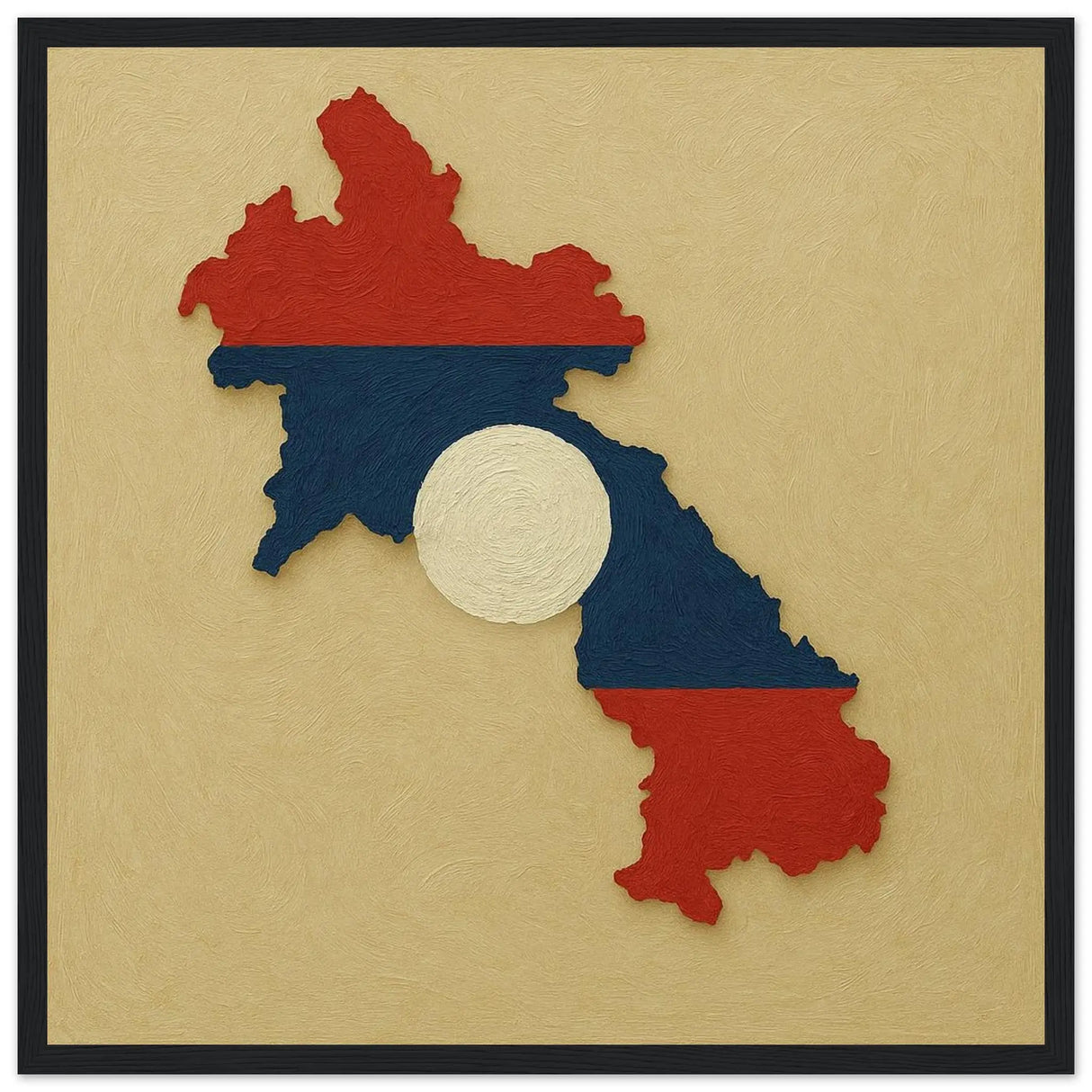 Cadre drapeau laos en bois affiche encadrée décorative