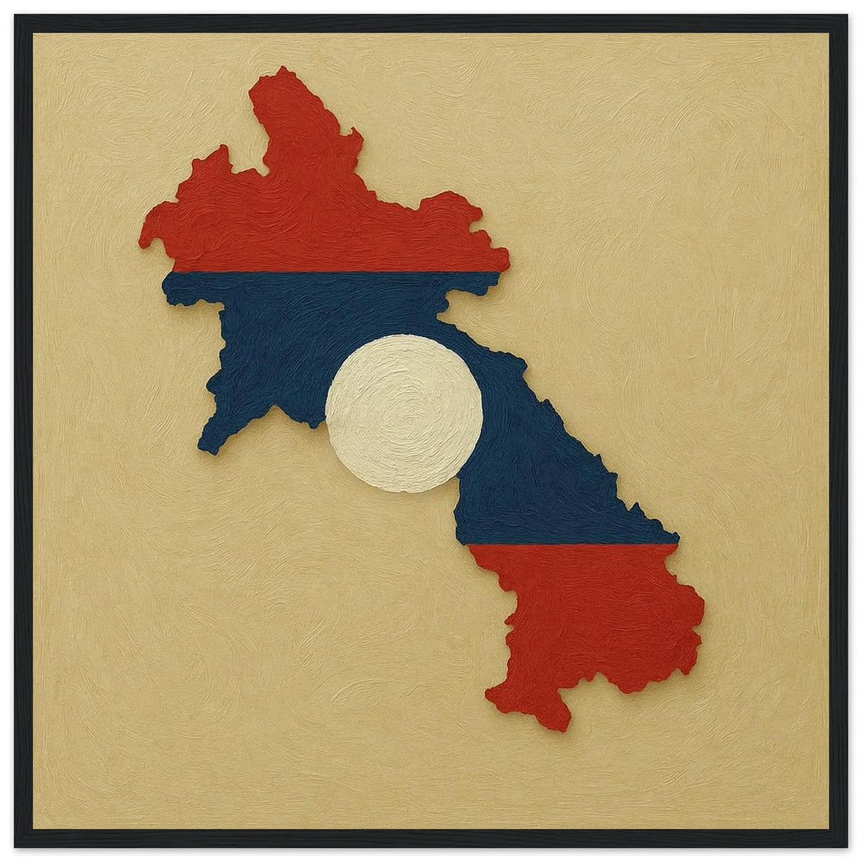 Cadre drapeau laos en bois affiche encadrée décorative