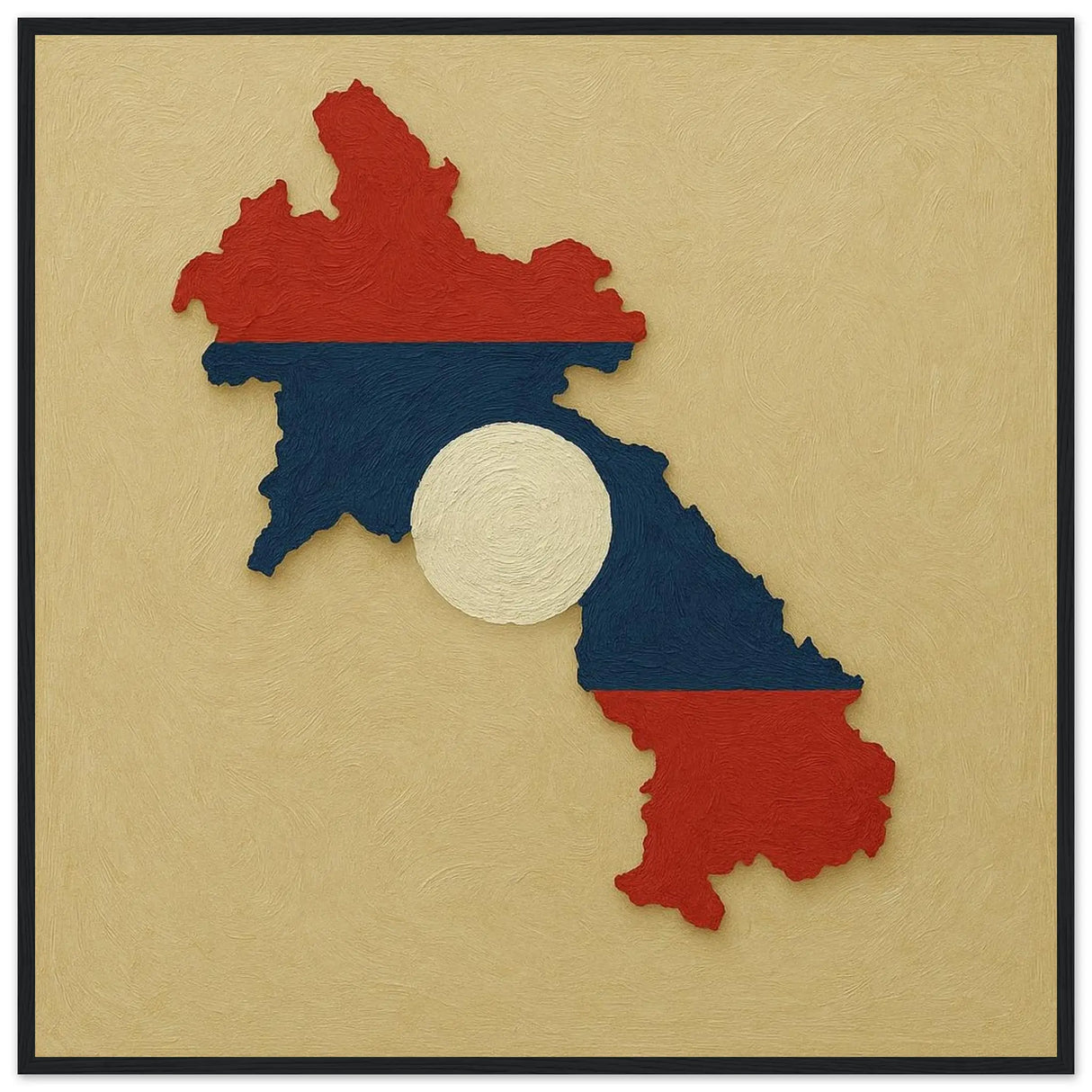 Cadre drapeau laos en bois affiche encadrée décorative