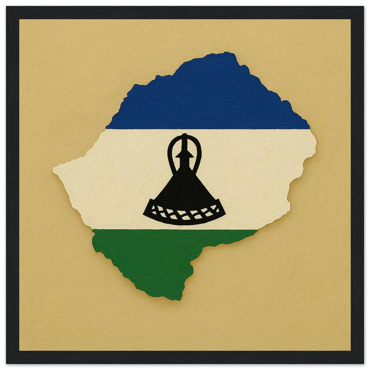 Cadre drapeau lesotho bois affiche encadrée décorative