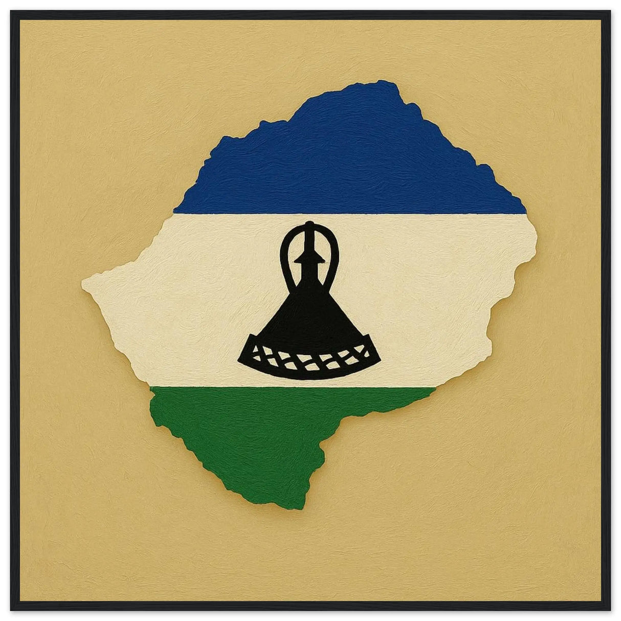 Cadre drapeau lesotho bois affiche encadrée décorative
