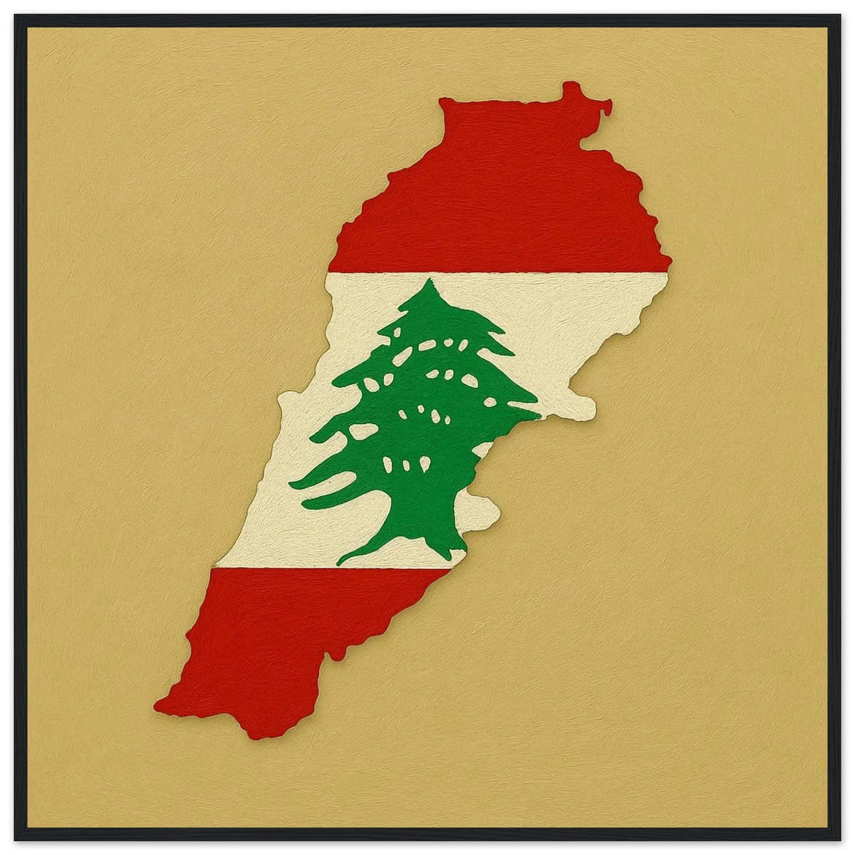 Cadre drapeau liban affiche encadrée bois finition élégante