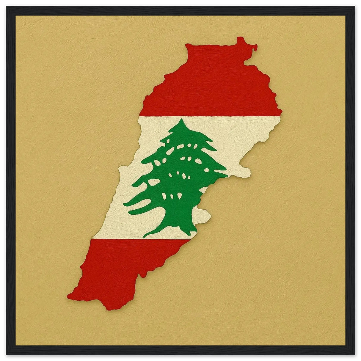 Cadre drapeau liban affiche encadrée bois finition élégante