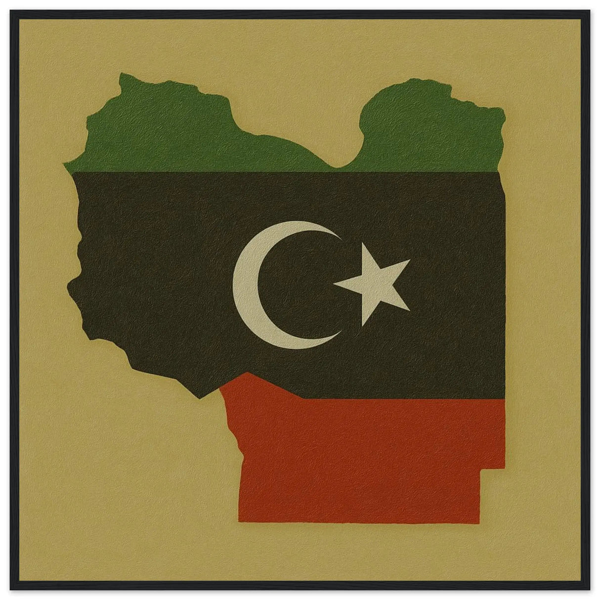 Cadre drapeau libye en bois affiche encadrée décorative